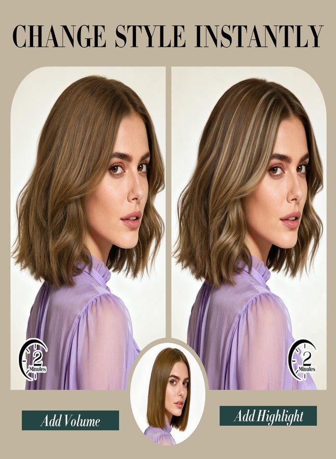 S-noilite Short Hair Extensions Clip ins,S-noilite Short Clip in Hair Extensions Real Human Hair,Mini Hairpieces for Add Volume and Highlights,6 Pieces 31g 10 inch Dark Brown - Image 5